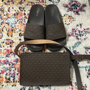 Michael Kors slides & belt bag